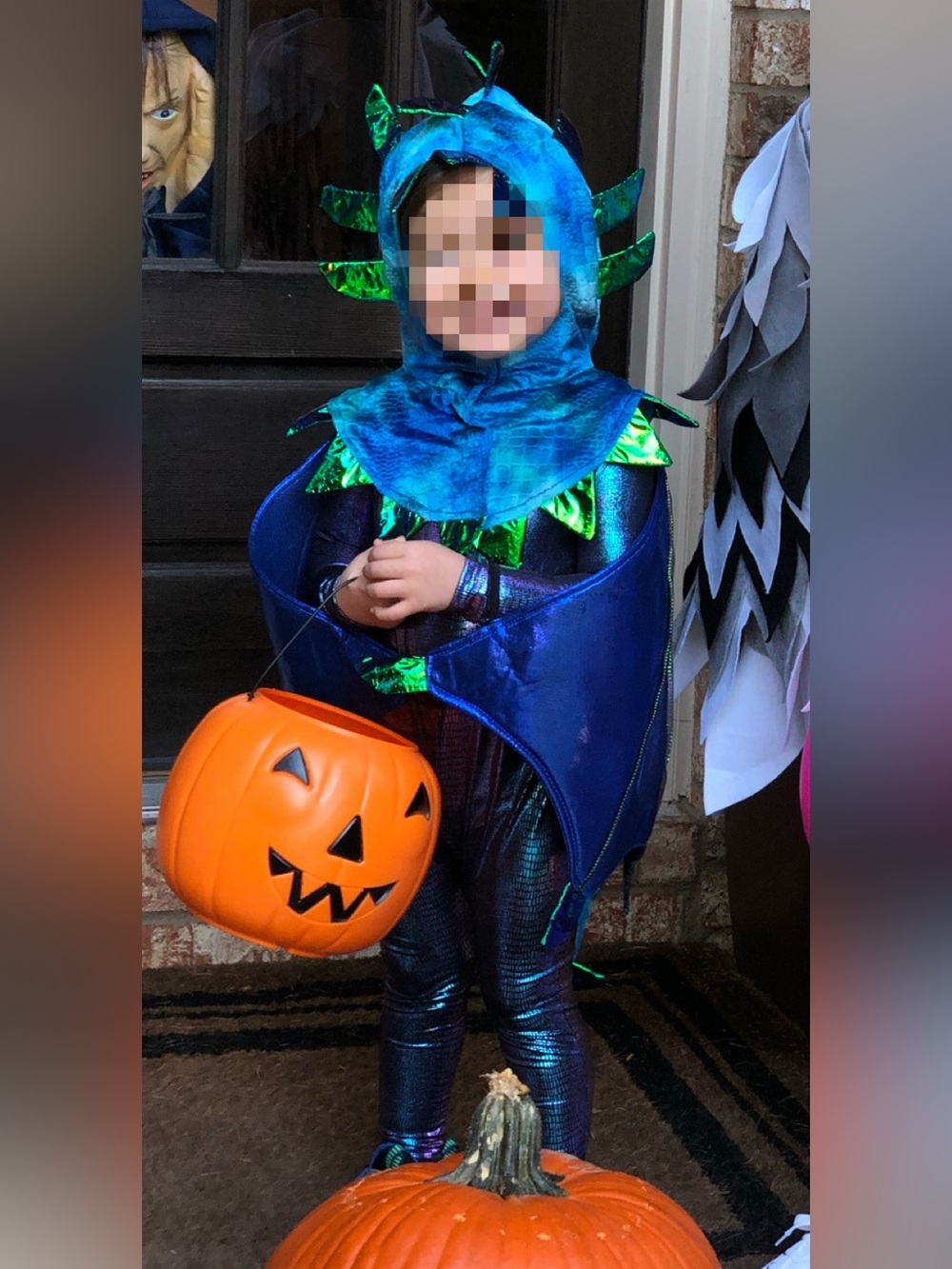 Kids Shimmer Dragon Costume - Blue & Green